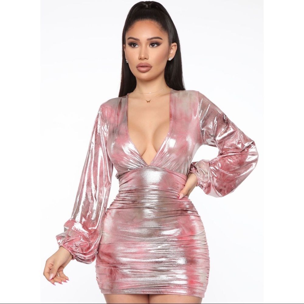 Fashion Nova Metallic Mini Dress
